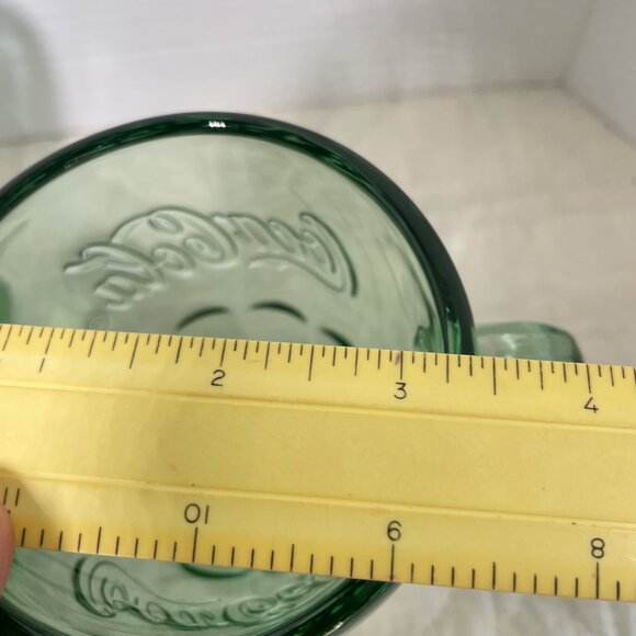 Set Of 4 Coca-Cola Embossed Heavy Green Glass Mugs With Handle Vintage Style 16 - Picture 9 of 11